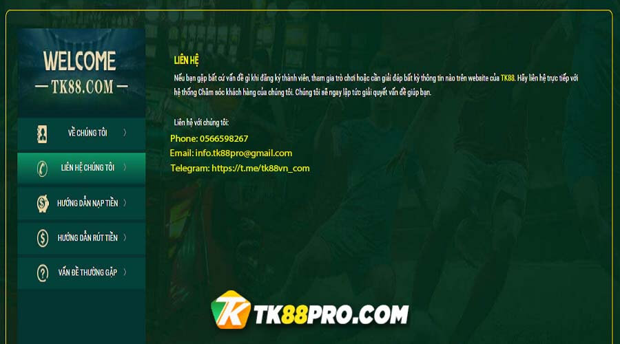 Phương thức liên hệ nhà cái tk88